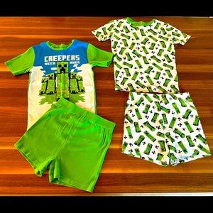Boys size 12, Minecraft set of 2 pajamas, shorts and shirtsleeves, worn once